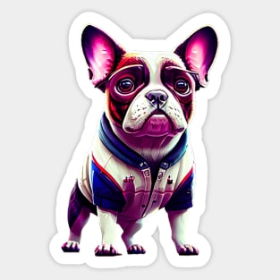 The Irresistible Frenchie: Sweet in a White Jersey Sticker